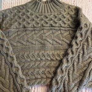 Forever 21 Taupe Cable Knit Turtleneck Sweater